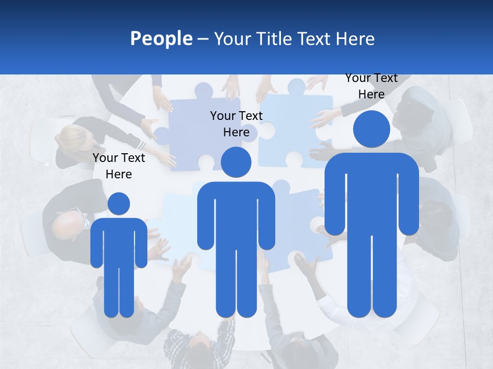 A Group Of People Holding Puzzle Pieces Together PowerPoint Template