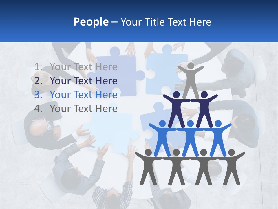 A Group Of People Holding Puzzle Pieces Together PowerPoint Template