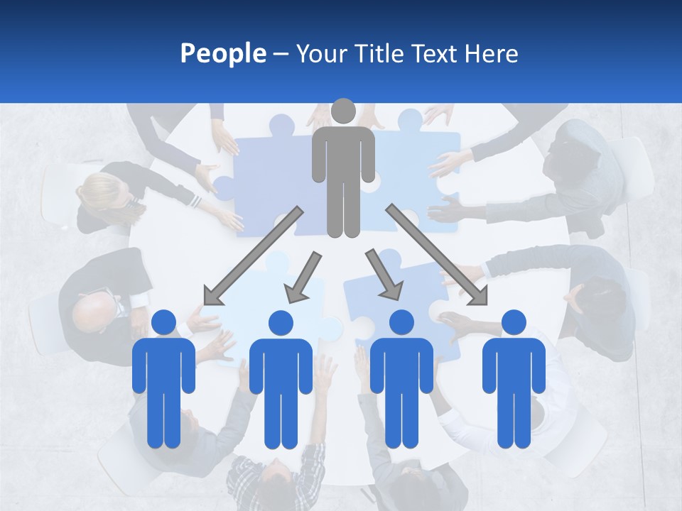 A Group Of People Holding Puzzle Pieces Together PowerPoint Template