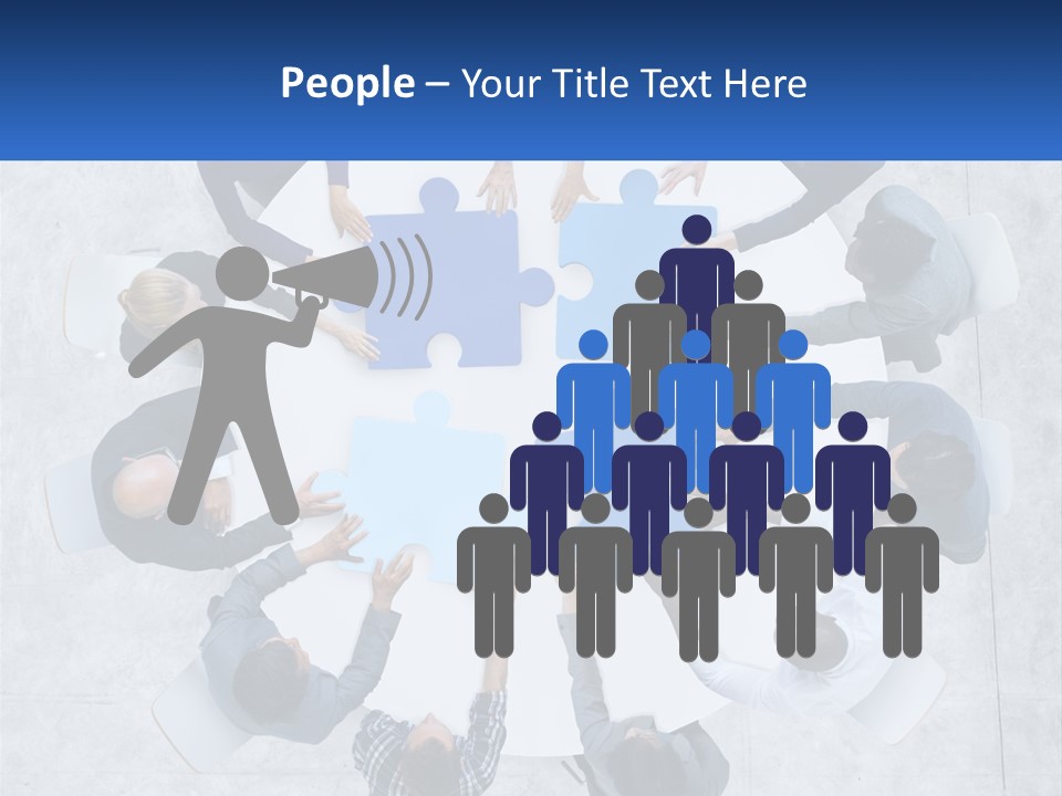 A Group Of People Holding Puzzle Pieces Together PowerPoint Template