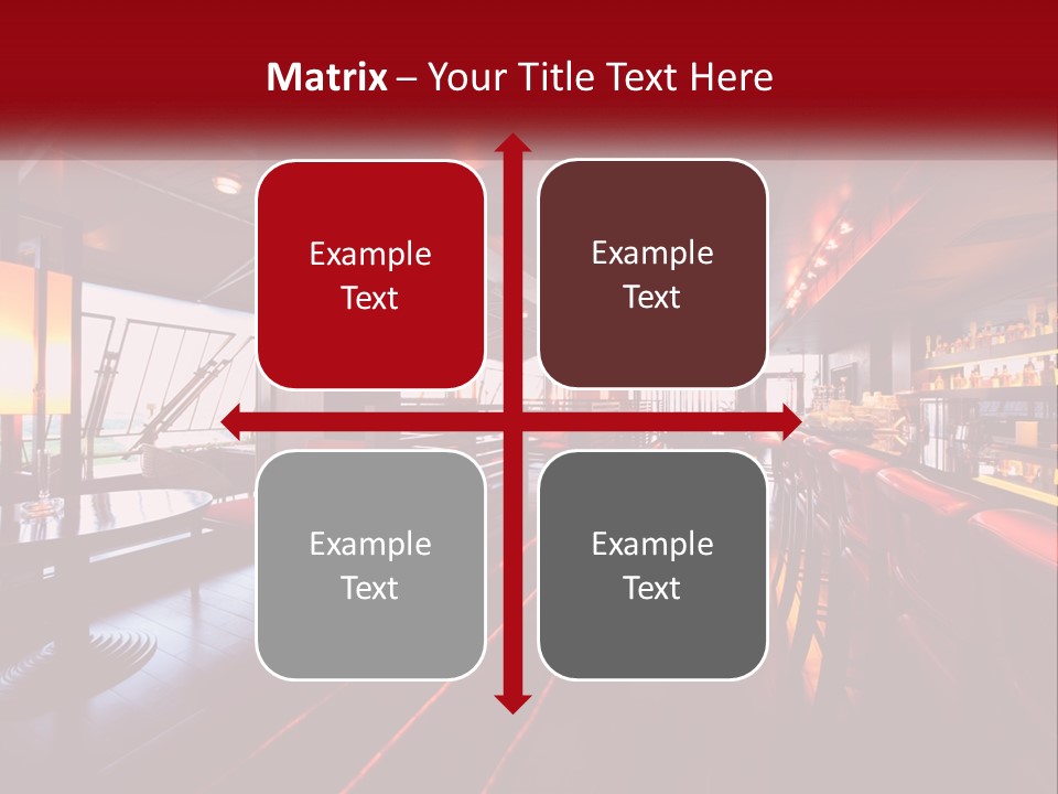 A Bar With Red Chairs And A Bar Counter PowerPoint Template