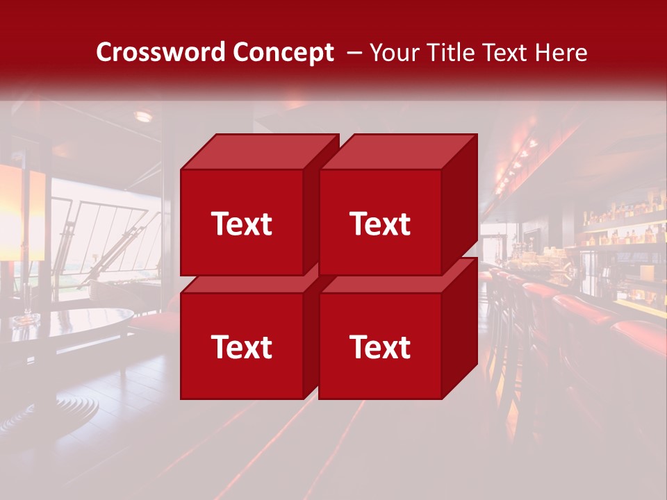 A Bar With Red Chairs And A Bar Counter PowerPoint Template
