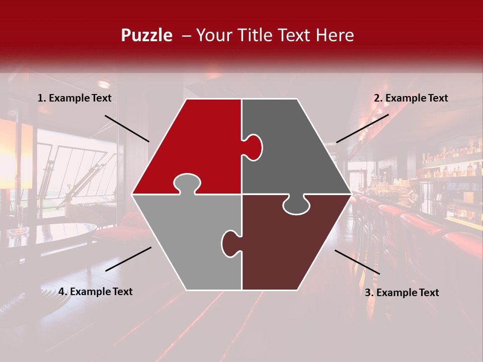 A Bar With Red Chairs And A Bar Counter PowerPoint Template