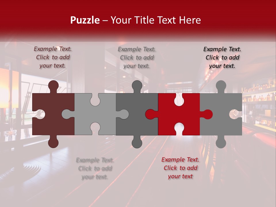 A Bar With Red Chairs And A Bar Counter PowerPoint Template