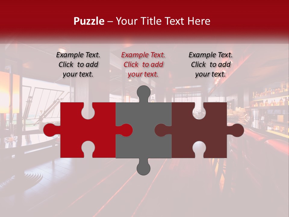 A Bar With Red Chairs And A Bar Counter PowerPoint Template