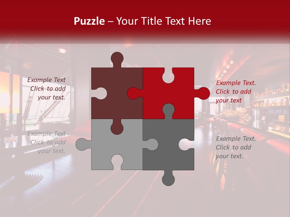 A Bar With Red Chairs And A Bar Counter PowerPoint Template