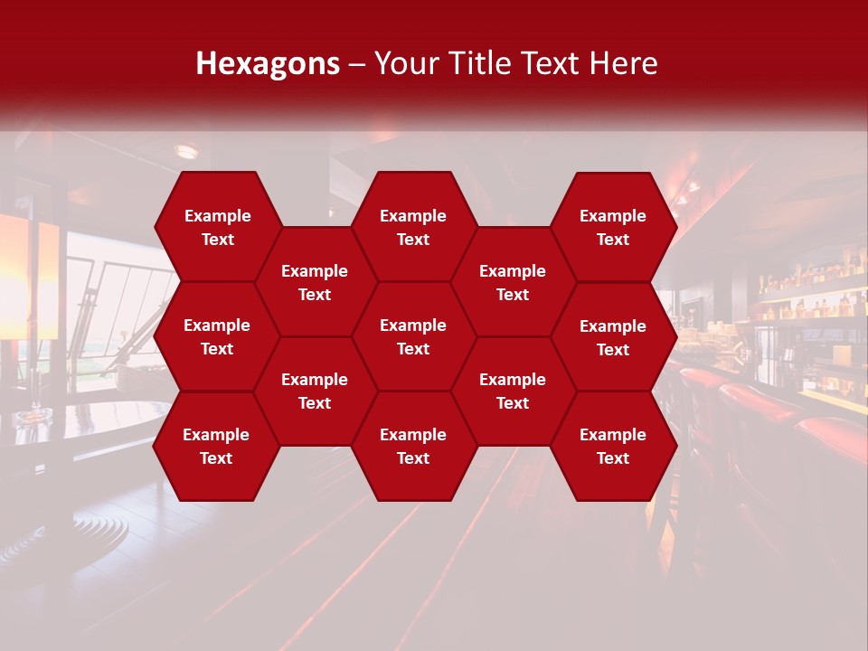 A Bar With Red Chairs And A Bar Counter PowerPoint Template