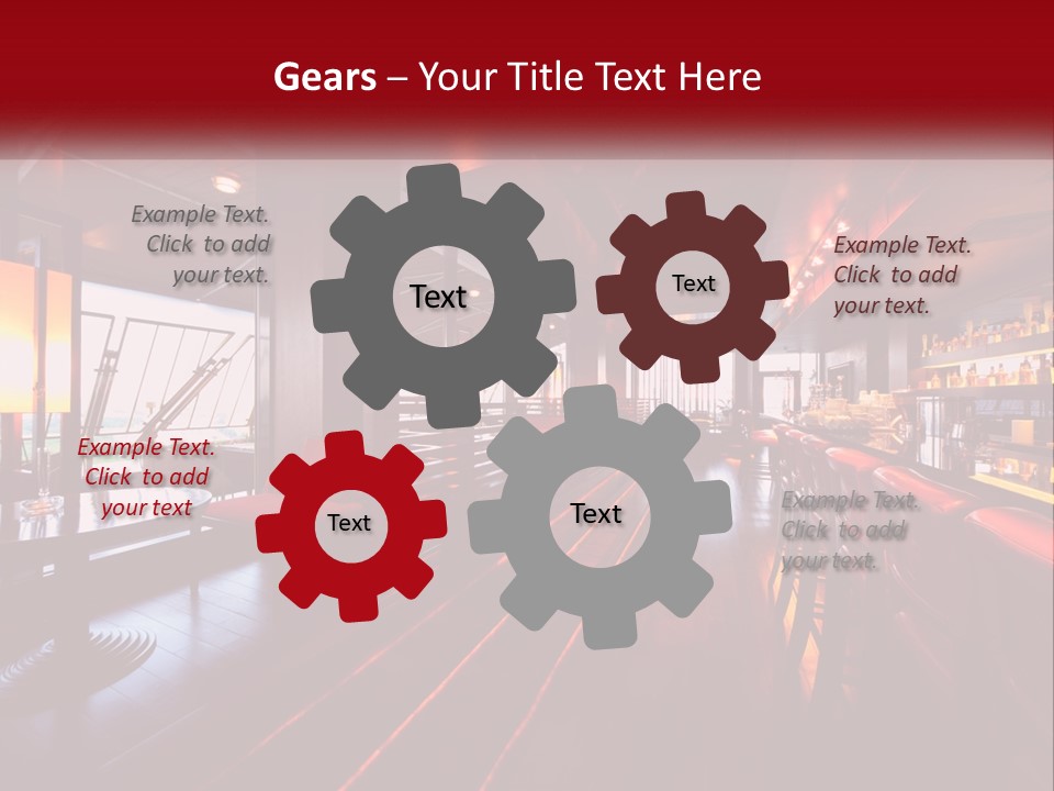 A Bar With Red Chairs And A Bar Counter PowerPoint Template