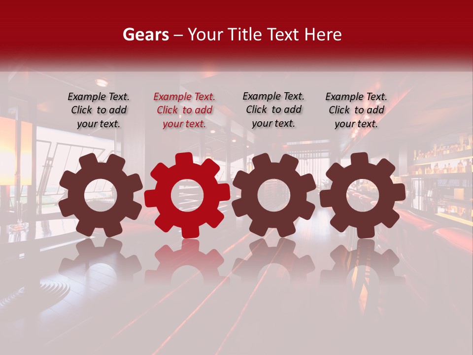 A Bar With Red Chairs And A Bar Counter PowerPoint Template