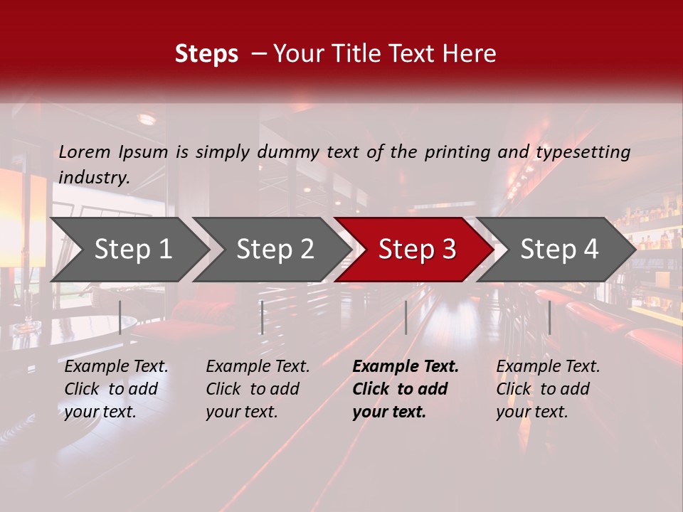A Bar With Red Chairs And A Bar Counter PowerPoint Template