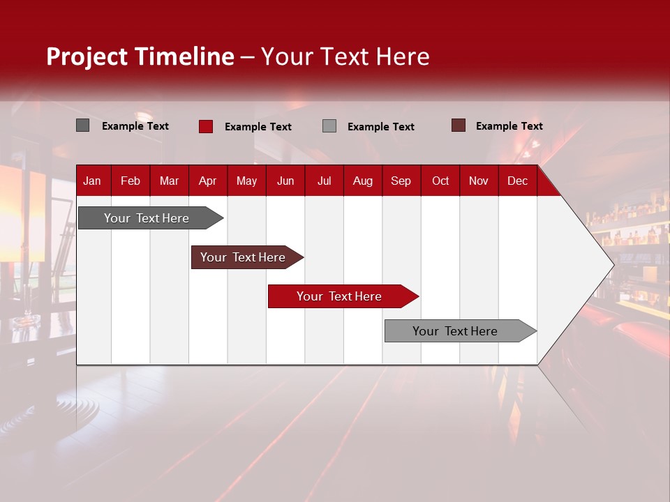A Bar With Red Chairs And A Bar Counter PowerPoint Template