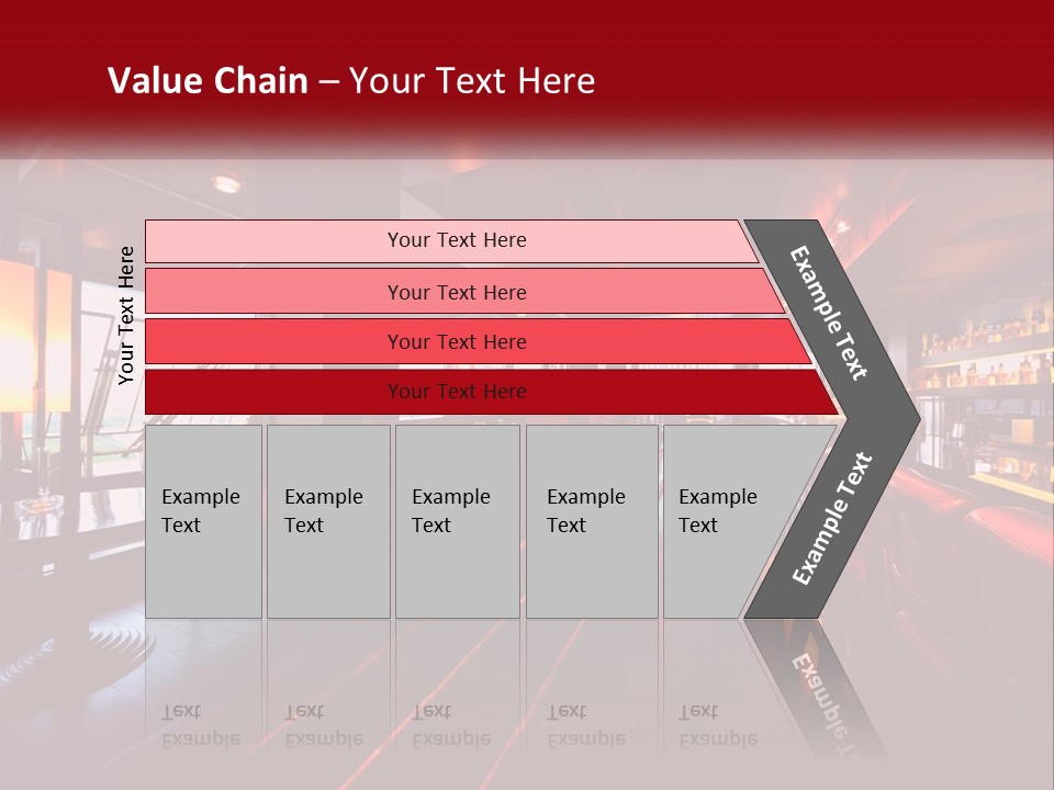 A Bar With Red Chairs And A Bar Counter PowerPoint Template