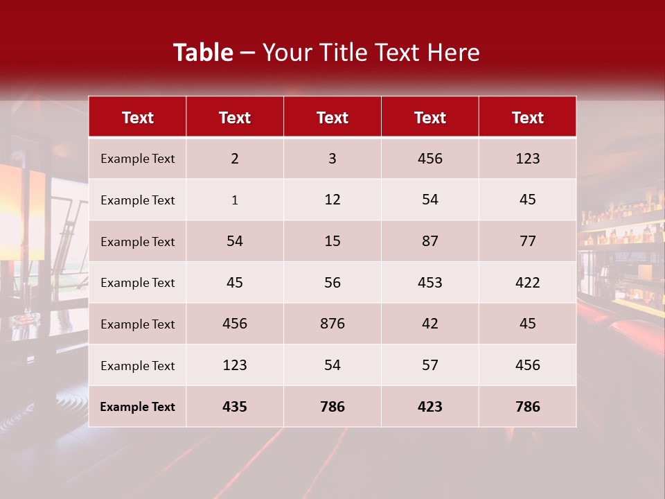 A Bar With Red Chairs And A Bar Counter PowerPoint Template