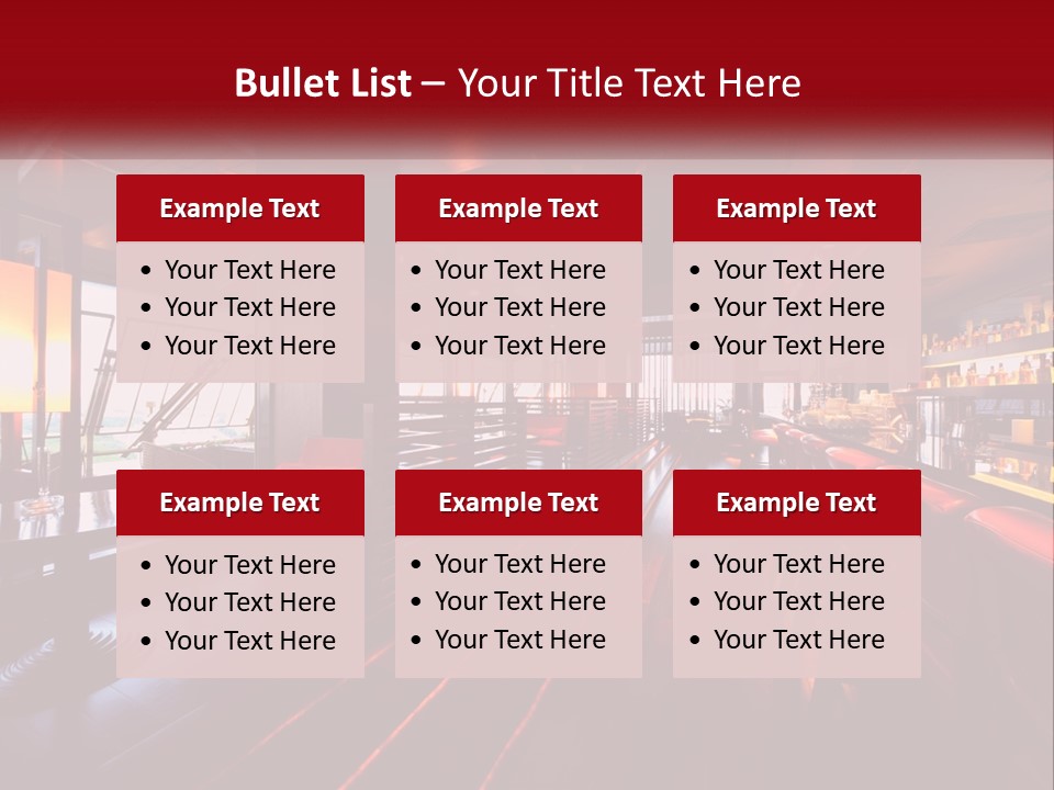 A Bar With Red Chairs And A Bar Counter PowerPoint Template