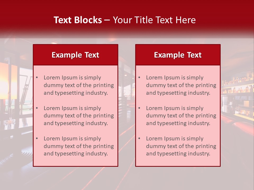 A Bar With Red Chairs And A Bar Counter PowerPoint Template