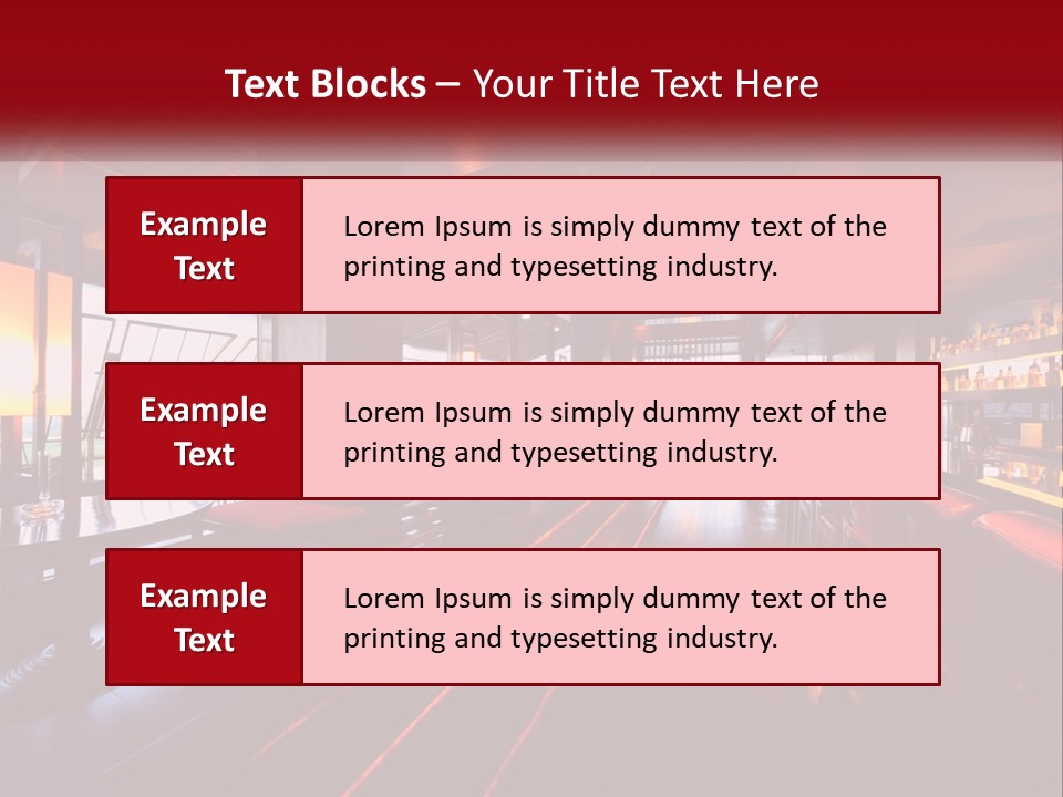 A Bar With Red Chairs And A Bar Counter PowerPoint Template
