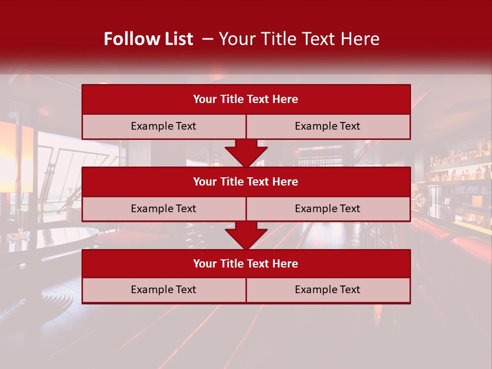 A Bar With Red Chairs And A Bar Counter PowerPoint Template