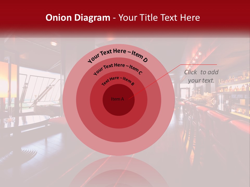 A Bar With Red Chairs And A Bar Counter PowerPoint Template