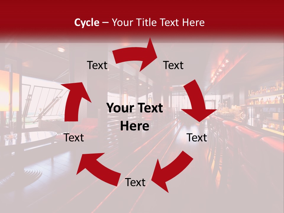 A Bar With Red Chairs And A Bar Counter PowerPoint Template