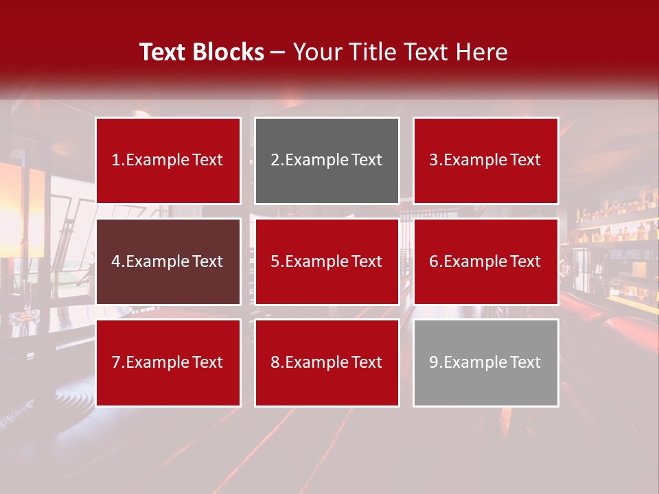 A Bar With Red Chairs And A Bar Counter PowerPoint Template