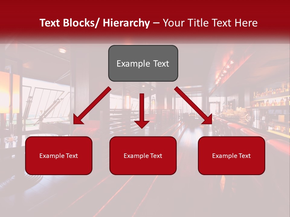 A Bar With Red Chairs And A Bar Counter PowerPoint Template