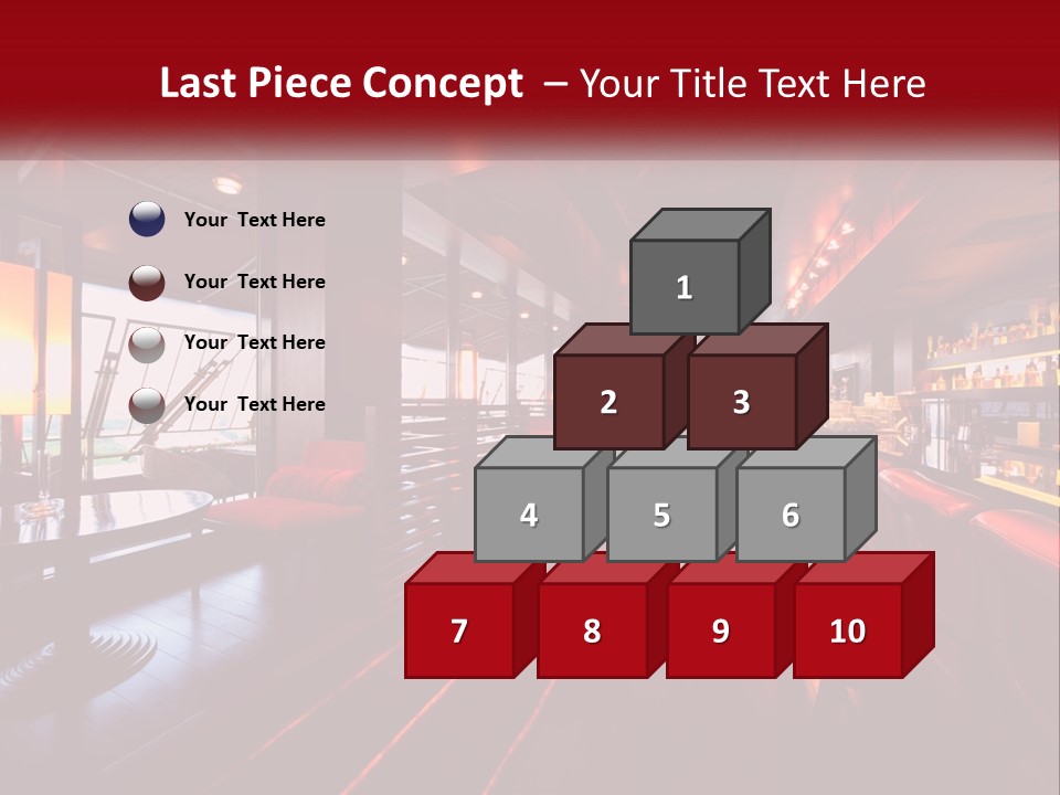 A Bar With Red Chairs And A Bar Counter PowerPoint Template