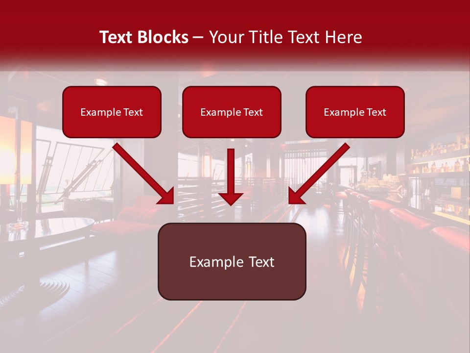 A Bar With Red Chairs And A Bar Counter PowerPoint Template