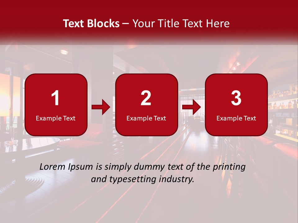 A Bar With Red Chairs And A Bar Counter PowerPoint Template