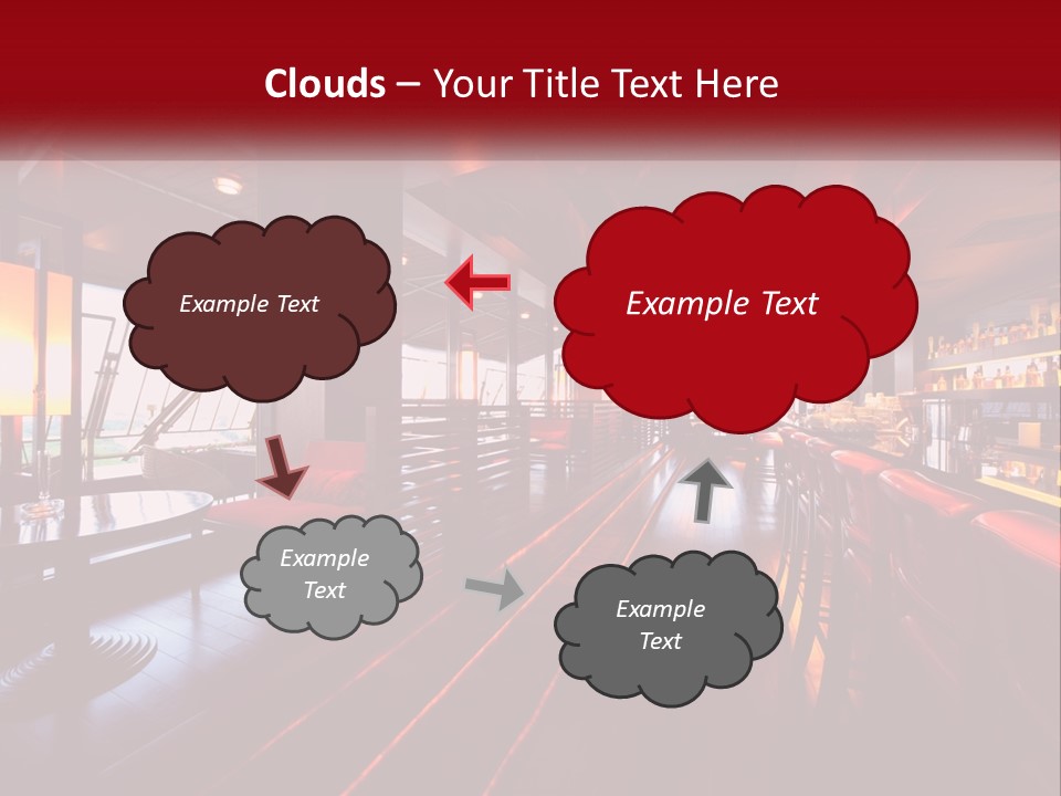 A Bar With Red Chairs And A Bar Counter PowerPoint Template