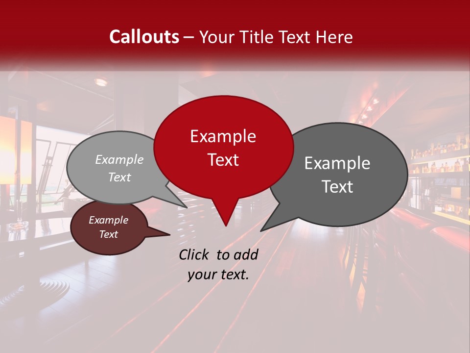 A Bar With Red Chairs And A Bar Counter PowerPoint Template