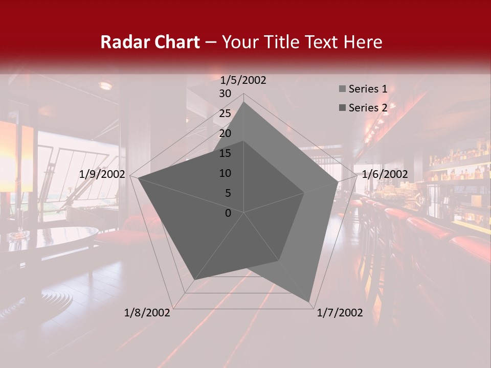 A Bar With Red Chairs And A Bar Counter PowerPoint Template