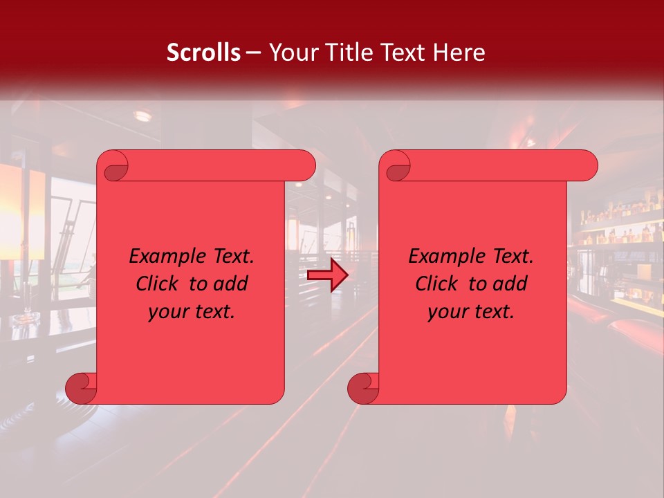 A Bar With Red Chairs And A Bar Counter PowerPoint Template
