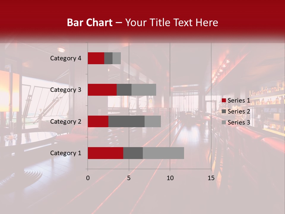 A Bar With Red Chairs And A Bar Counter PowerPoint Template