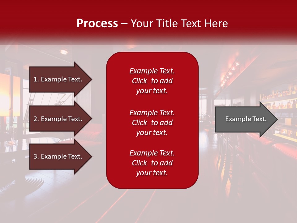 A Bar With Red Chairs And A Bar Counter PowerPoint Template