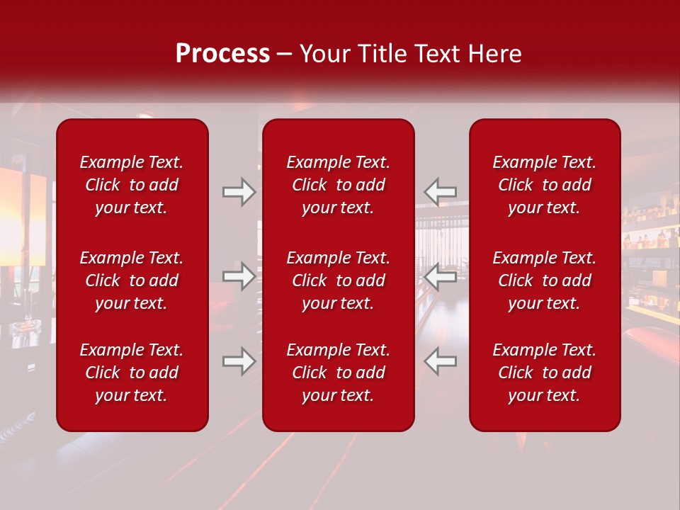 A Bar With Red Chairs And A Bar Counter PowerPoint Template