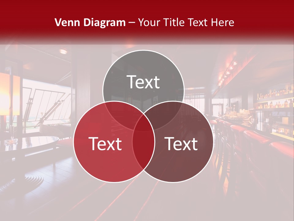 A Bar With Red Chairs And A Bar Counter PowerPoint Template