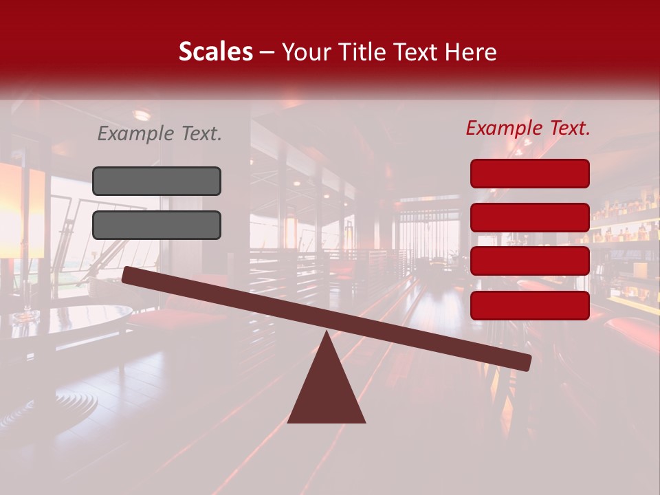 A Bar With Red Chairs And A Bar Counter PowerPoint Template