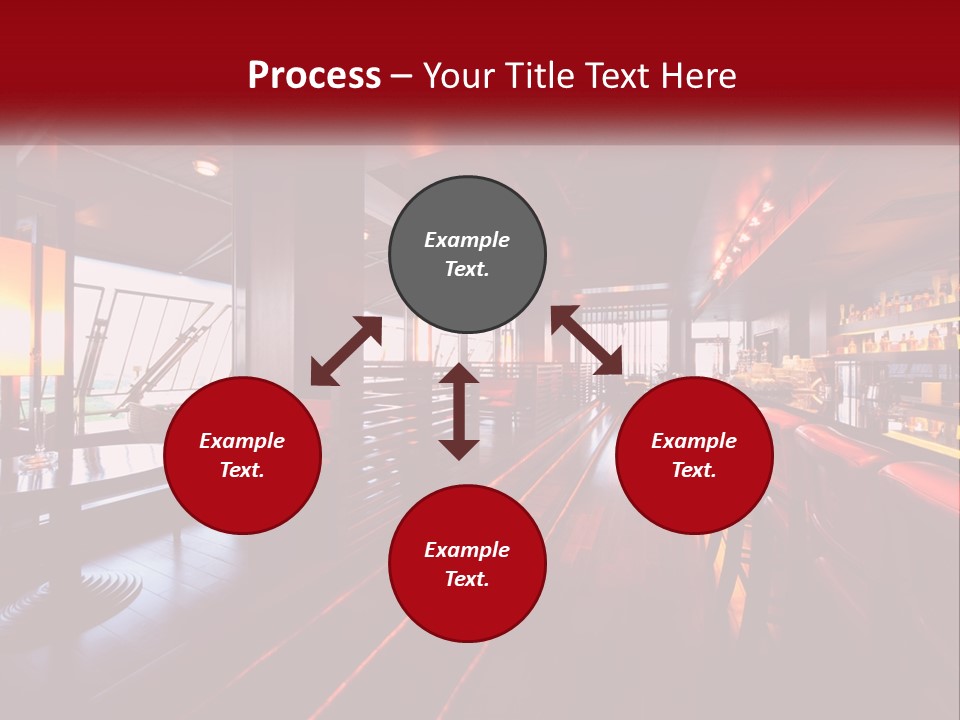 A Bar With Red Chairs And A Bar Counter PowerPoint Template
