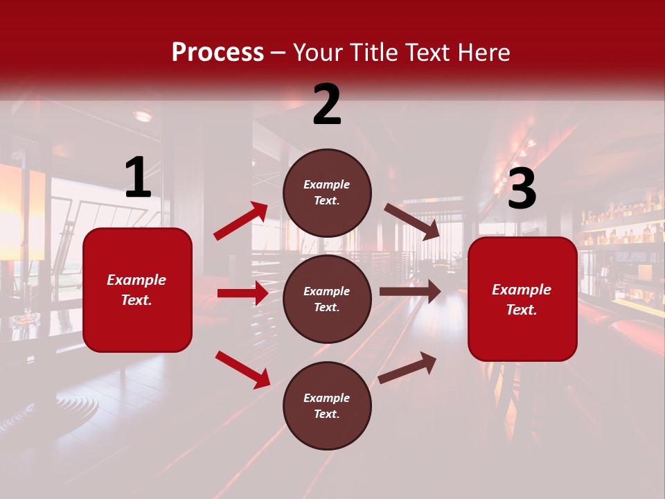 A Bar With Red Chairs And A Bar Counter PowerPoint Template