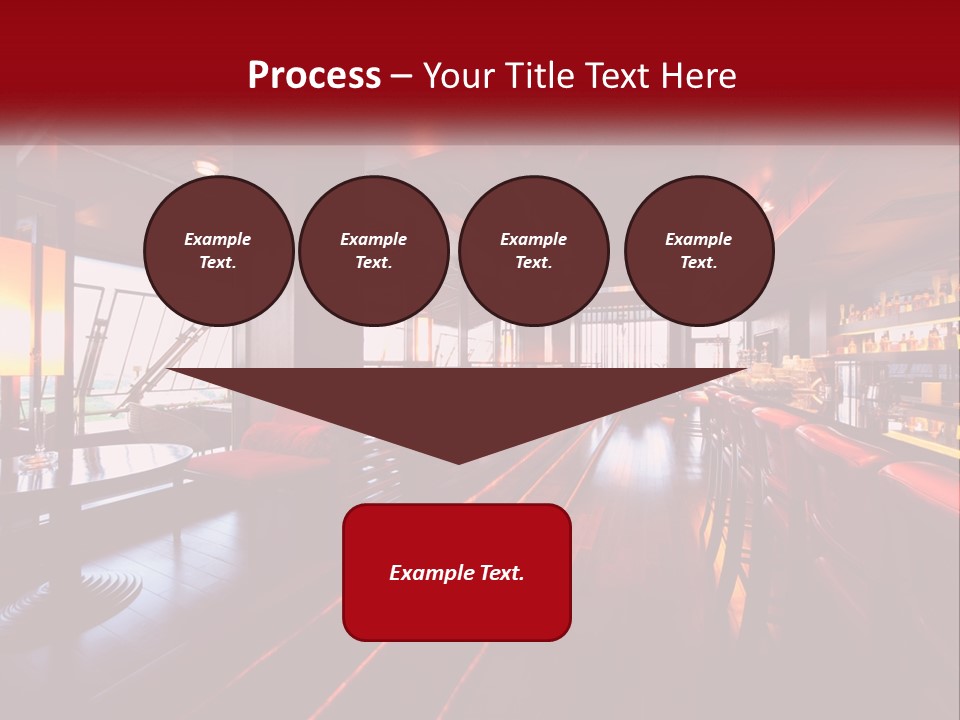 A Bar With Red Chairs And A Bar Counter PowerPoint Template