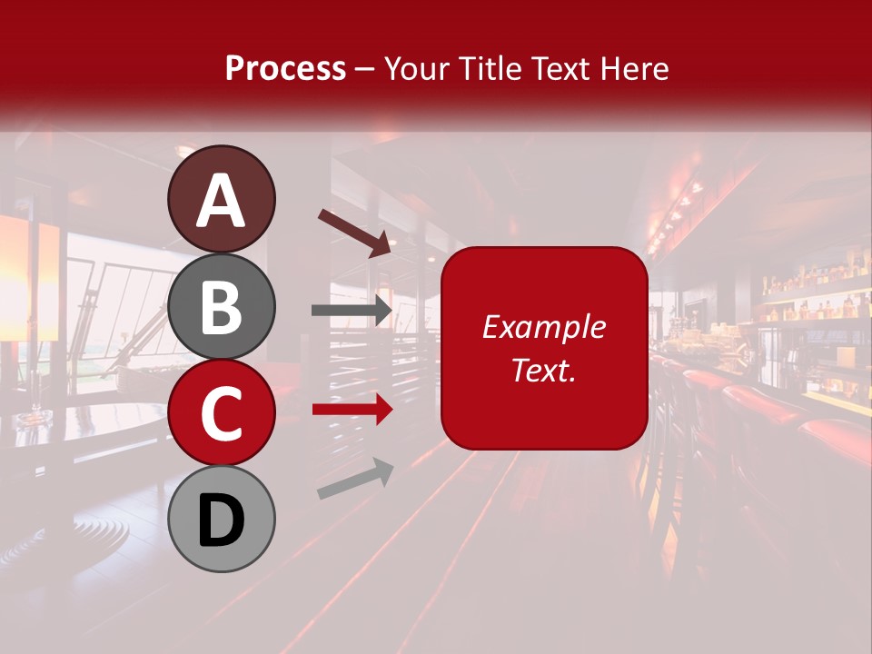 A Bar With Red Chairs And A Bar Counter PowerPoint Template