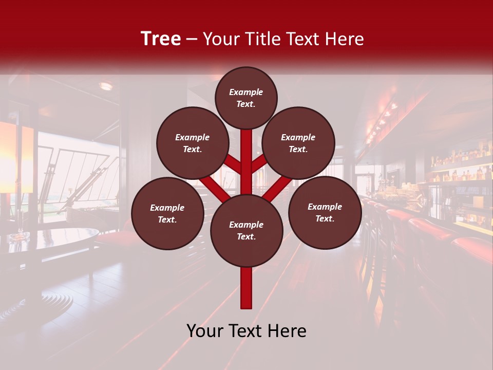 A Bar With Red Chairs And A Bar Counter PowerPoint Template