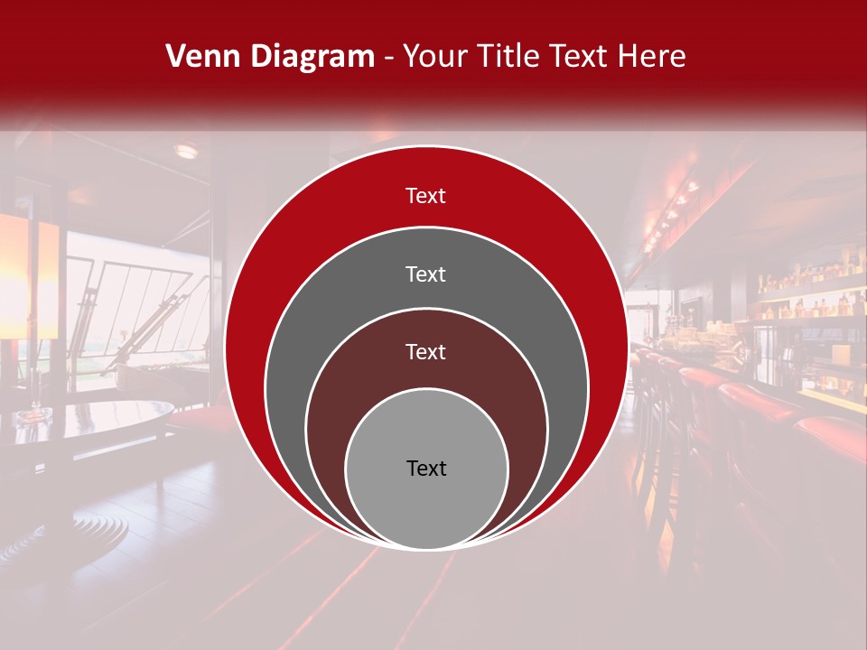 A Bar With Red Chairs And A Bar Counter PowerPoint Template