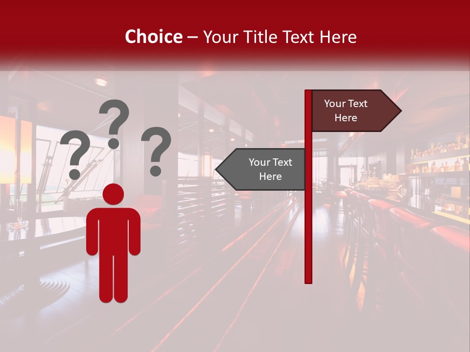 A Bar With Red Chairs And A Bar Counter PowerPoint Template