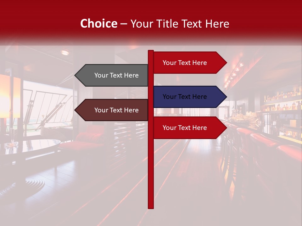 A Bar With Red Chairs And A Bar Counter PowerPoint Template
