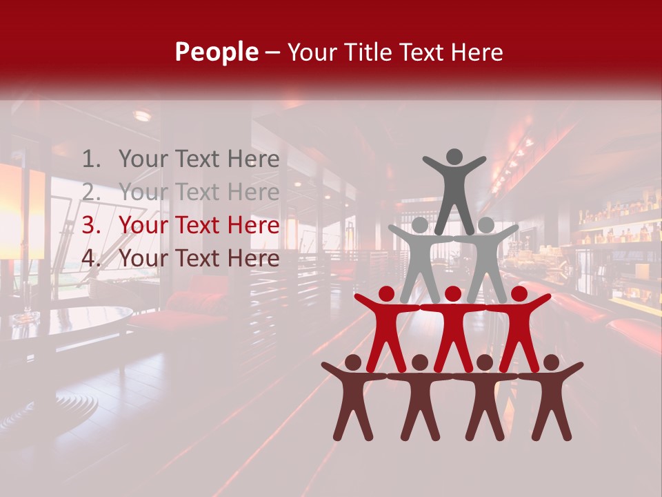 A Bar With Red Chairs And A Bar Counter PowerPoint Template