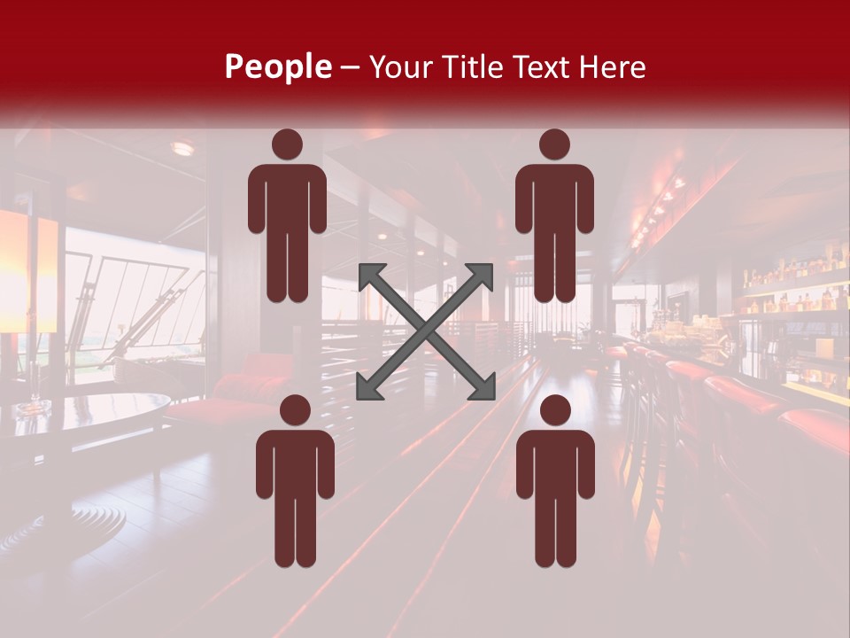 A Bar With Red Chairs And A Bar Counter PowerPoint Template