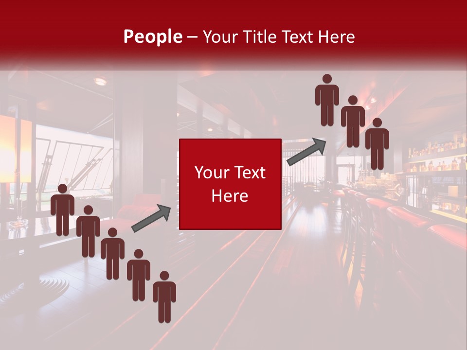 A Bar With Red Chairs And A Bar Counter PowerPoint Template