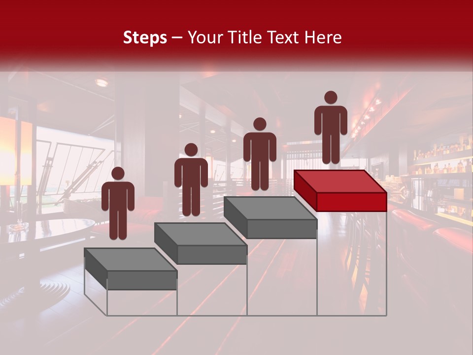 A Bar With Red Chairs And A Bar Counter PowerPoint Template
