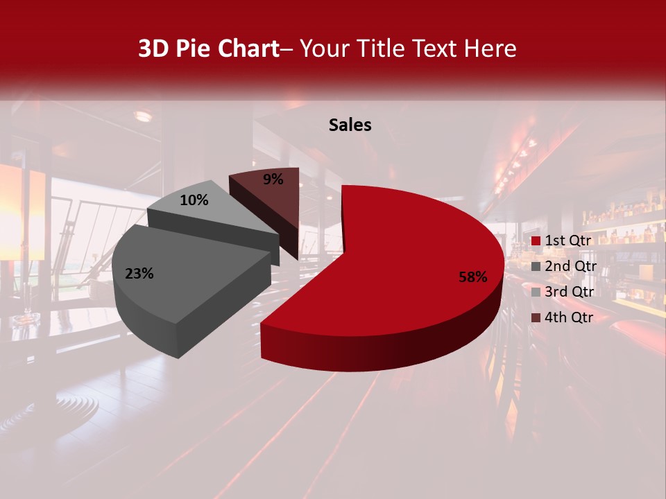 A Bar With Red Chairs And A Bar Counter PowerPoint Template